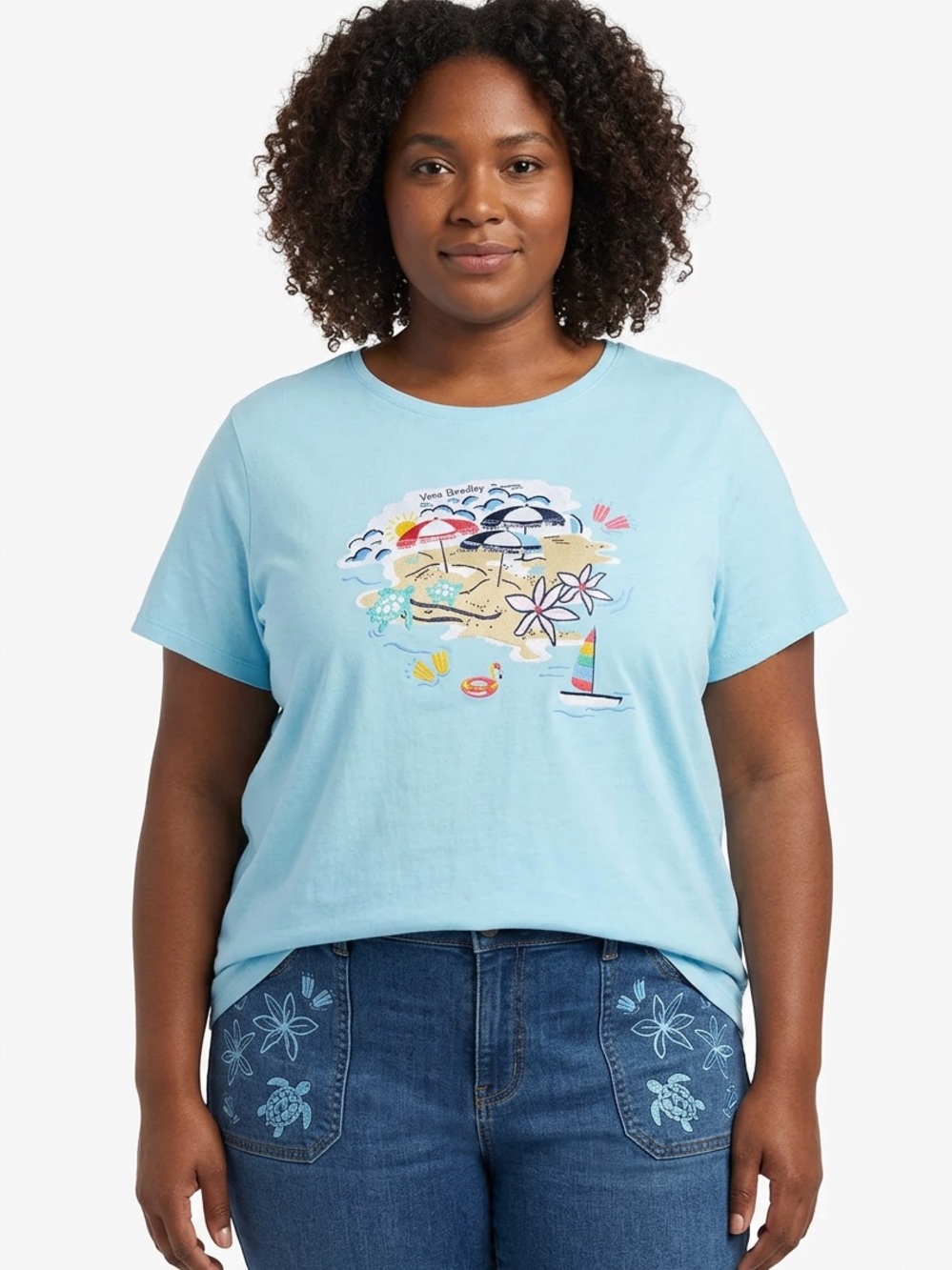 VERA BRADLEY | Sky Blue Beach Graphic Short Sleeve Tee Women’s Size 2X